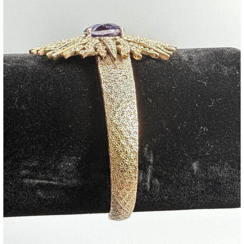 Nicky Butler Bronze Starburst Purple Quartz Statement Cuff Bracelet